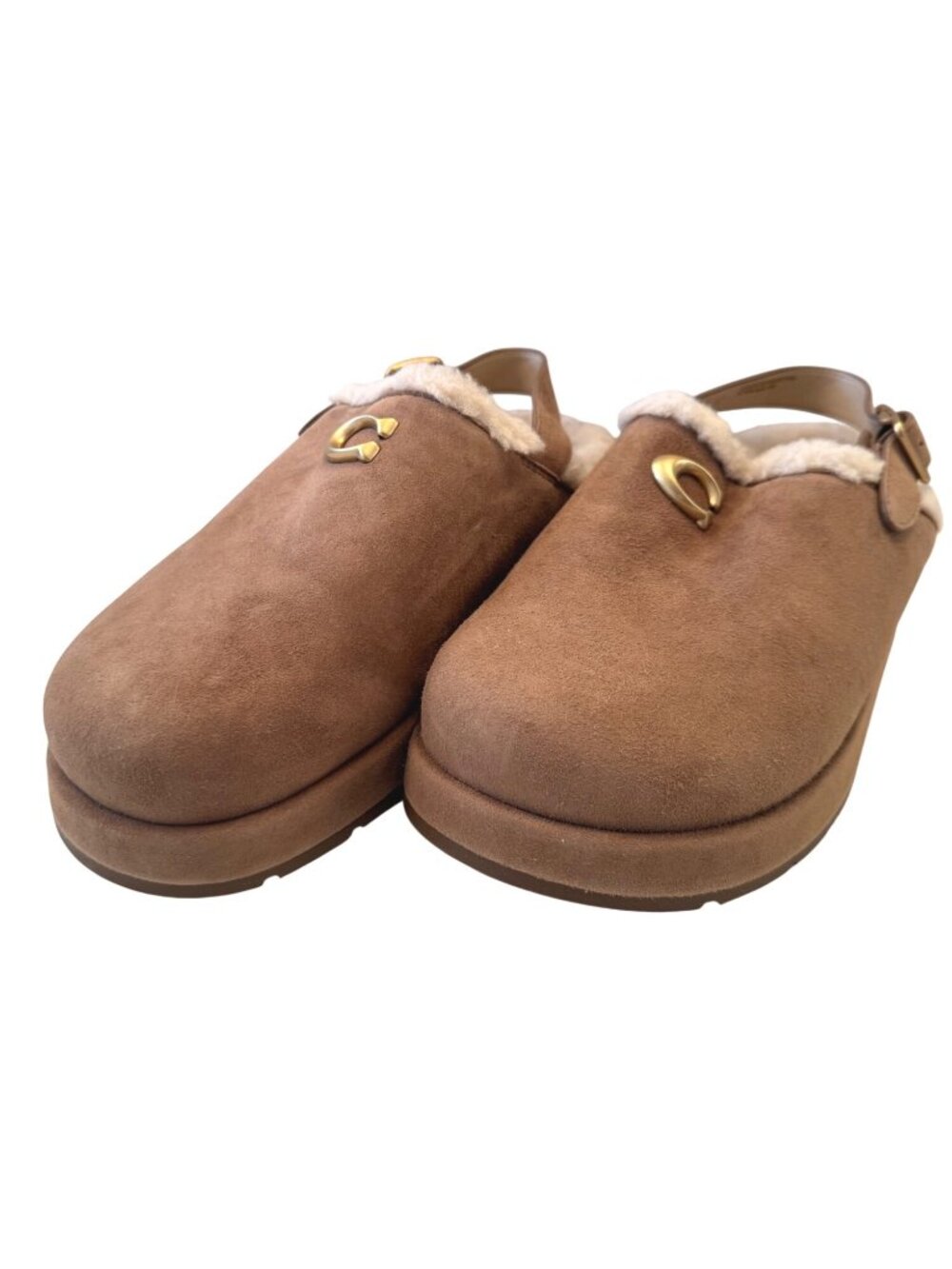 Coach Sculpted C Platform Clog Size 8 Coconut Sherpa Lined EUC Shoes - Picture 4 of 13